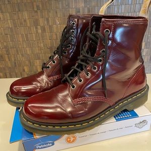 Dr. Martens 1460 Vegan Boots in Cherry Red.